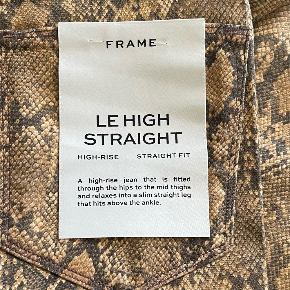 FRAME Le High Straight Python Snakeskin Jeans NWT - image 4